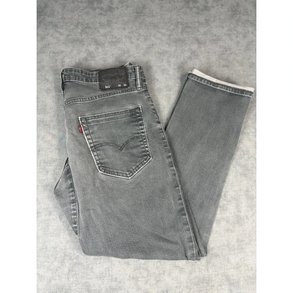 Levi's 511 Commuter Jeans Mens 36x30 Gray Slim Cycling Reflective Stretch